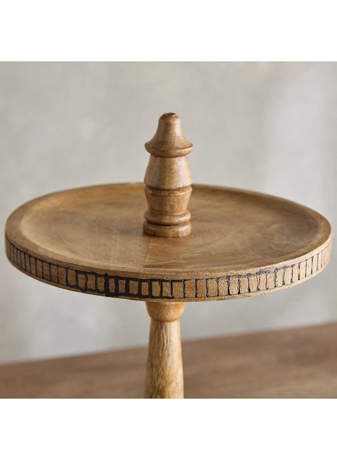 Home Box Home Box Earthy Wood Vibe 2-Tier Wooden Cake Stand 30 cm  - Image 3
