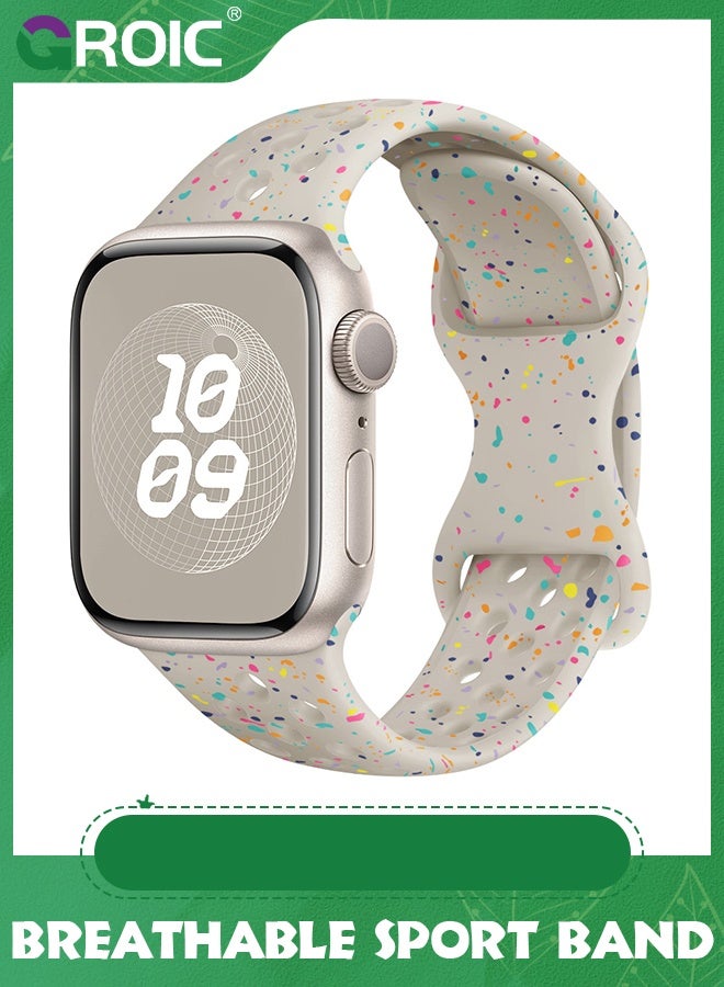 GROIC حزام رياضي قابل للتنفس متوافق مع حزام ساعة آبل 44مم 45مم 42مم 49مم للنساء والرجال، سوار سيليكون ناعم مضاد للماء لسلسلة ساعة iWatch 9 8 7 6 SE 5 الترا 4 3 2 1 - Image 1