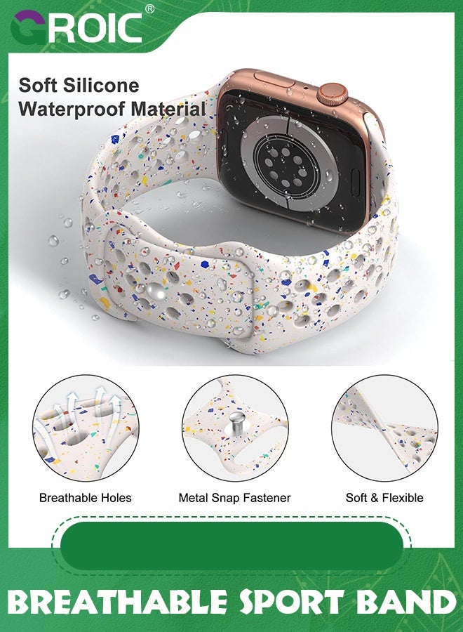 GROIC حزام رياضي قابل للتنفس متوافق مع حزام ساعة آبل 44مم 45مم 42مم 49مم للنساء والرجال، سوار سيليكون ناعم مضاد للماء لسلسلة ساعة iWatch 9 8 7 6 SE 5 الترا 4 3 2 1 - Image 2