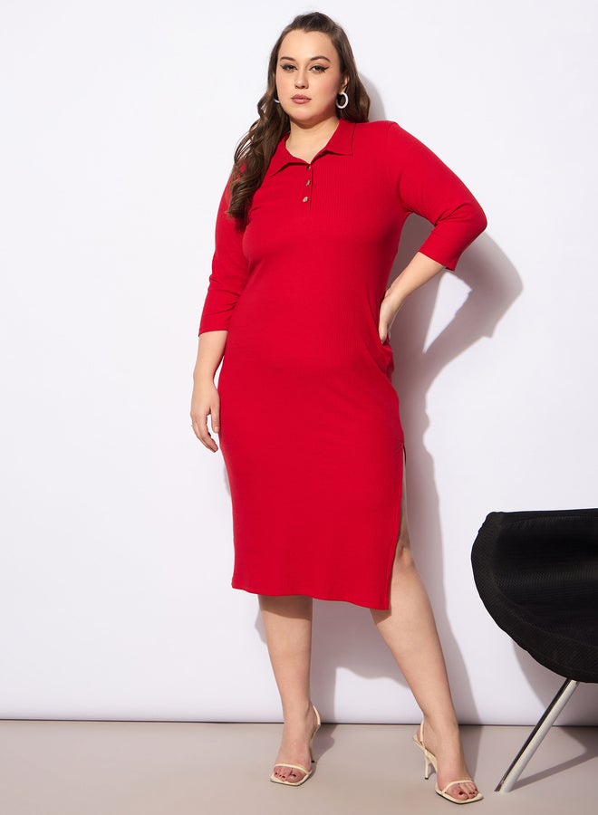 Red Polo Midi Dress