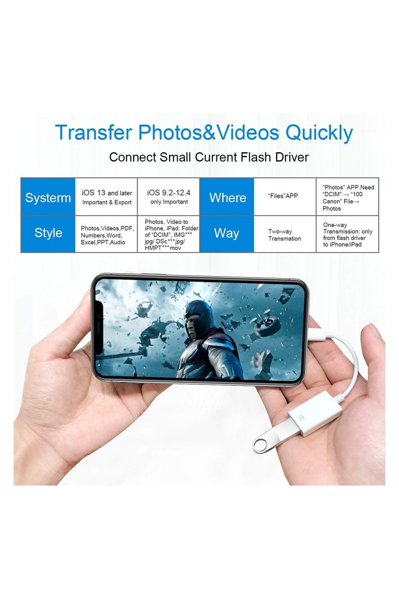 جو-ديز محول كاميرا من Lightning إلى USB مع منفذ شحن، يدعم USB أنثى توصيل قارئ البطاقات - Image 2