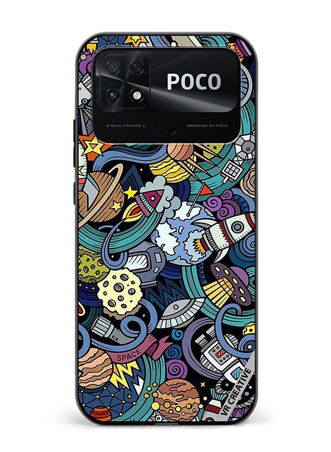 VR CREATIVE Protective Case Cover For Xiaomi Poco C40 Cartoon Doodles Design Multicolour - Image 1
