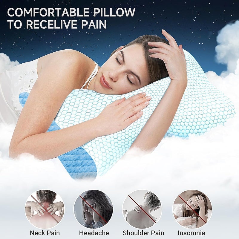 Blairmore-Memory Foam Pillow, Contour Cervical Orthopedic Memory Foam Pillows Supports Neck Pain and Shoulder Pain for Sleeping, Ergonomic Cervical Pillow Neck Support Pillow for Side Back (D2) - Image 5