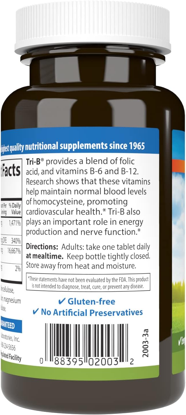 Carlson كارلسون تري بي فيتامين ب كومبليكس 25 ملغ فيتامين ب6 400 ميكروغرام فيتامين ب12 حمض الفوليك حبوب الطاقة تعزز صحة القلب والأوعية الدموية فيتامينات ب كومبليكس مكمل فيتامين ب12 360 قرص - Image 3