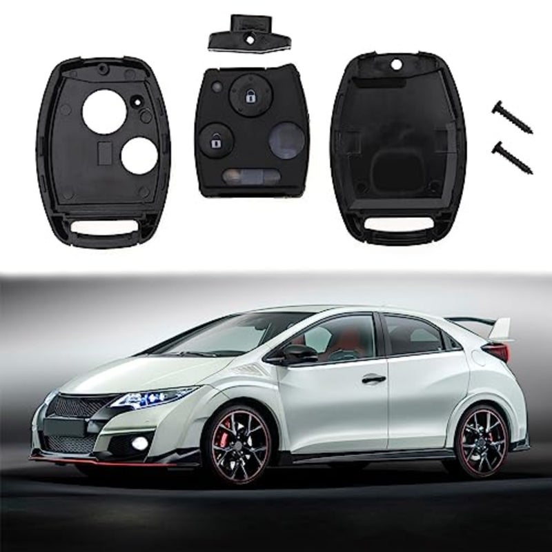مفتاح السيارة عن بعد لهوندا سيفيك، جاز، CR-V، انسايت، أكورد؛ ABS البلاستيك الإسكان. أسود؛ يشتمل على غلاف بديل بزرين مع غطاء مفتاح - Image 2