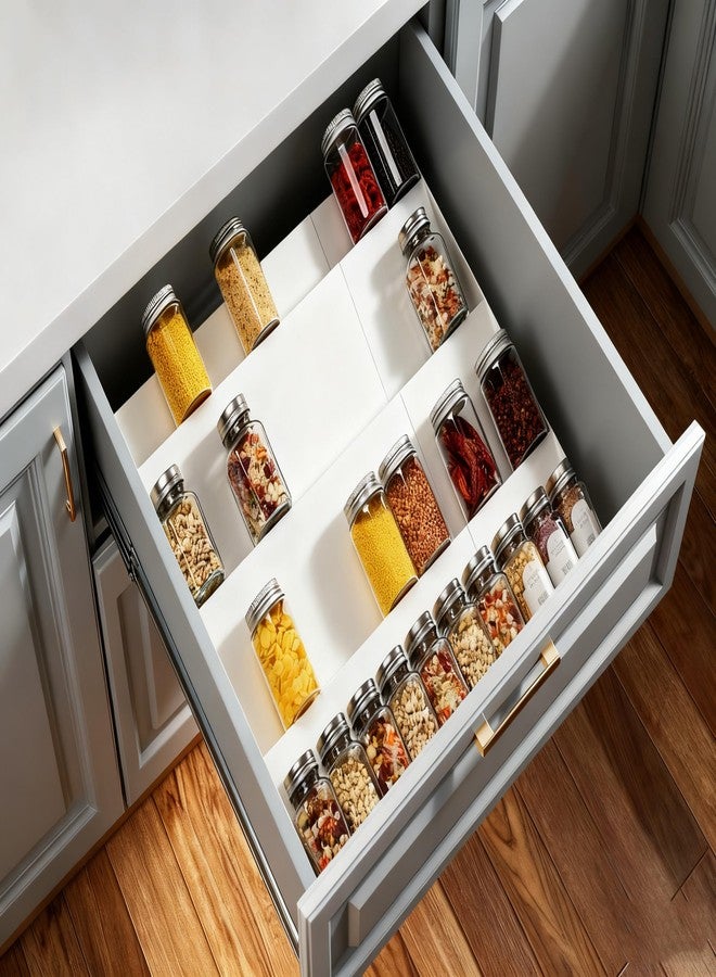GOENDR Metal Spice Drawer Organizer, 4-Tier Spice Rack for Cabinet, Expandable Seasoning Organizer Fits 11.4-22.8” Drawer, Holds up to 48 Spice Jars (Not Included), White - Image 2