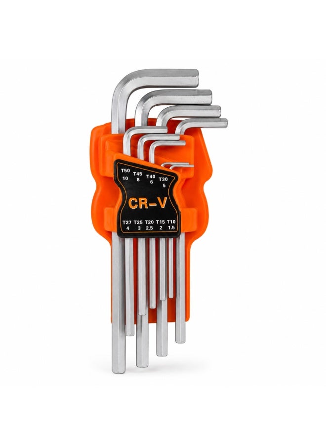 Poaker 9-Piece Allen Wrench Set, Metric Hex Key Set (1.5mm–10mm), Chrome Vanadium Steel (CR-V), L-Shaped Hex Allen Keys, Rust Resistant, High Torque Hand Tool Set for Bicycle, Furniture & Automotive - Image 1