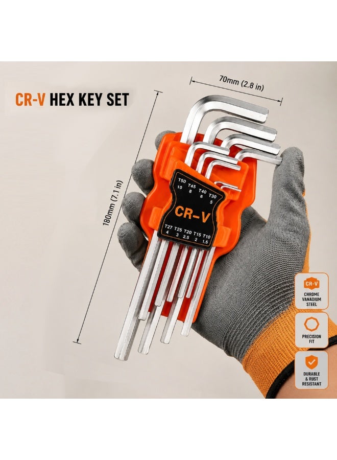 Poaker 9-Piece Allen Wrench Set, Metric Hex Key Set (1.5mm–10mm), Chrome Vanadium Steel (CR-V), L-Shaped Hex Allen Keys, Rust Resistant, High Torque Hand Tool Set for Bicycle, Furniture & Automotive - Image 3