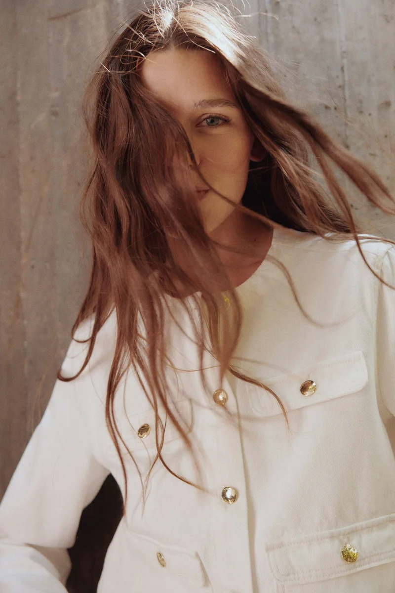 H&M Collarless denim jacket