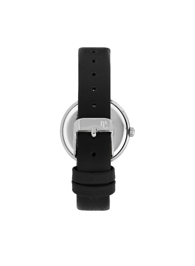 B&G Women's Black Round Analog Dial with Black Leather Band Watch - 34mm - R3851325503 - Image 4