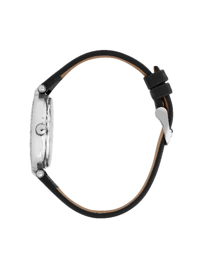 B&G Women's Black Round Analog Dial with Black Leather Band Watch - 34mm - R3851325503 - Image 3