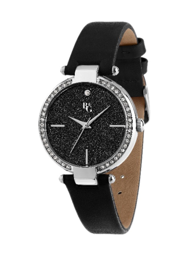 B&G Women's Black Round Analog Dial with Black Leather Band Watch - 34mm - R3851325503 - Image 1