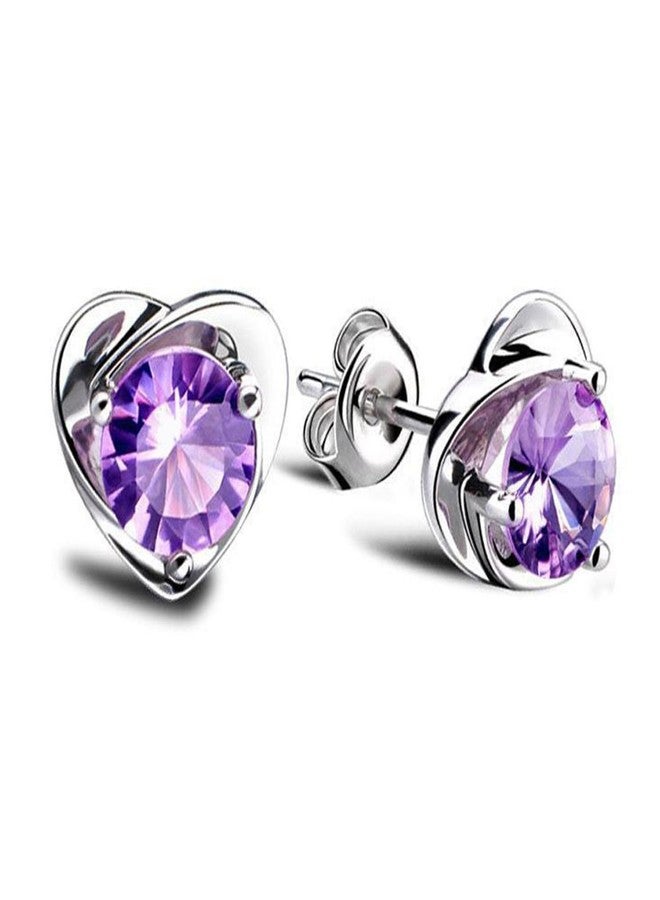 Volare Purple Copper & Stainless Steel Stud Earrings with CZ Stones - Atheniz Lymphatic Drainage Earrings - Image 4