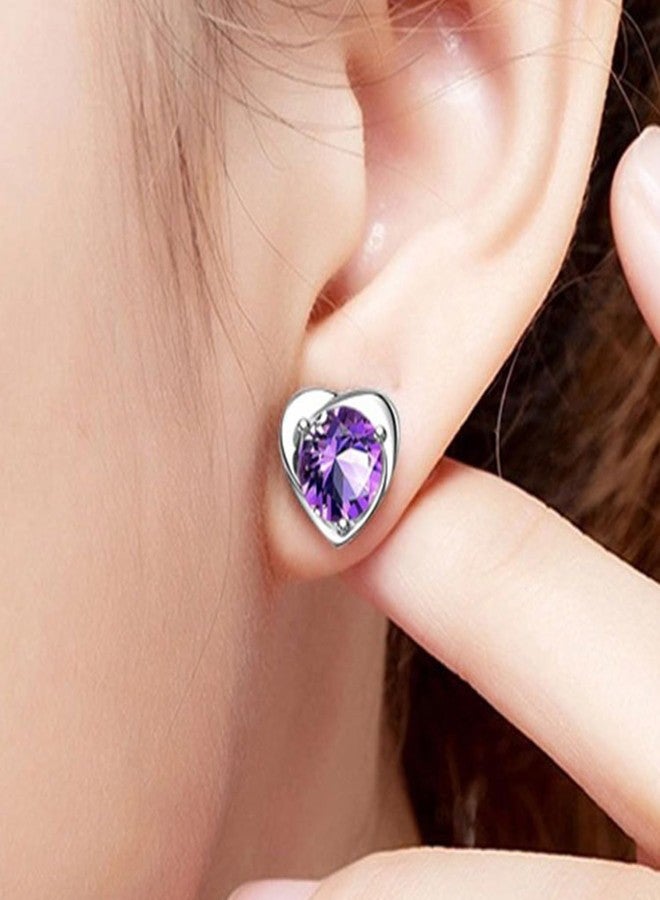 Volare Purple Copper & Stainless Steel Stud Earrings with CZ Stones - Atheniz Lymphatic Drainage Earrings - Image 5