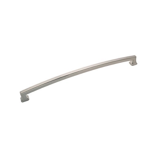Hickory Hardware 1 Pack Solid Core Kitchen Cabinet Pulls, Luxury Cabinet Handles, Hardware for Doors & Dresser Drawers, 12 Inch Hole Center, Satin Nickel, Bridges Collection - Image 1