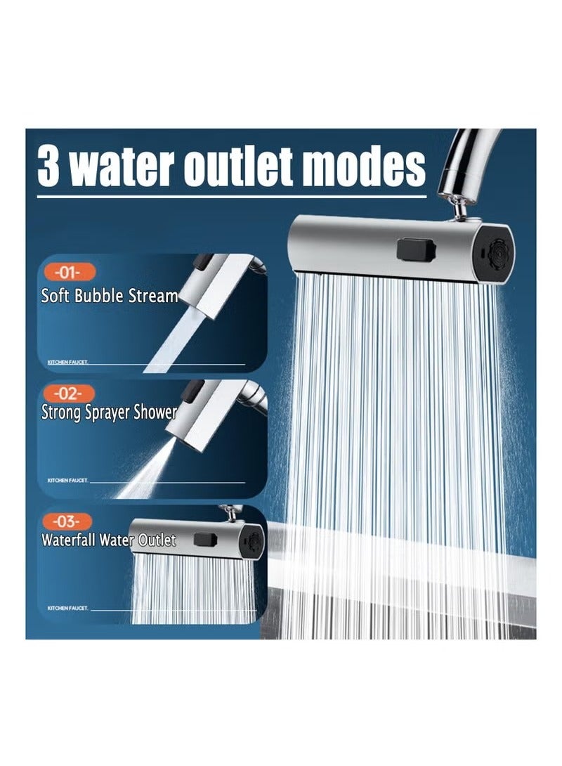 Beauenty 3 in 1 New Waterfall Kitchen Faucet Extender, Faucet Extender for Kitchen Sink, Swivel Waterfall Kitchen for Washing Vegetable Fruit - Image 2