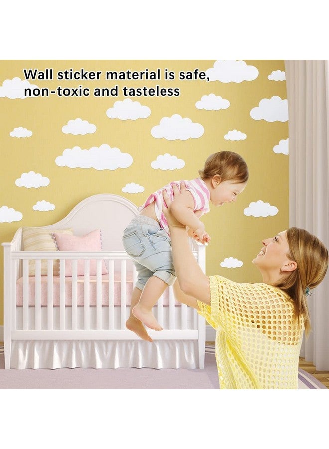 CUGBO 31Pcs Big Clouds Vinyl Wall Decals Diy Wall Sticker Removable Wall Art Decor 410 Inch For Living Room Nursery Kids Room(White) - Image 4
