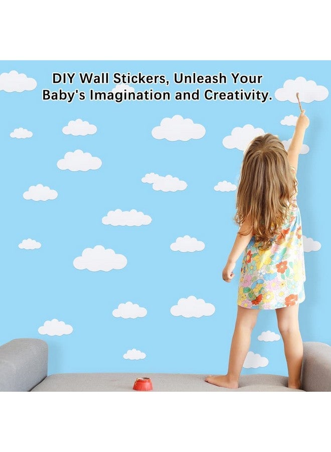 CUGBO 31Pcs Big Clouds Vinyl Wall Decals Diy Wall Sticker Removable Wall Art Decor 410 Inch For Living Room Nursery Kids Room(White) - Image 3