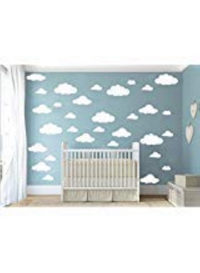 CUGBO 31Pcs Big Clouds Vinyl Wall Decals Diy Wall Sticker Removable Wall Art Decor 410 Inch For Living Room Nursery Kids Room(White) - Image 2