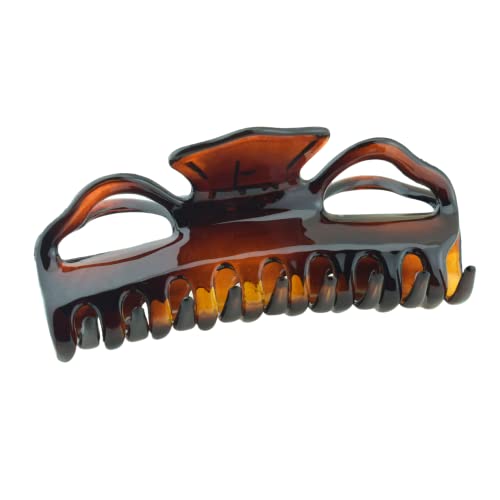 Parcelona French Large Claw Clip Tortoise Shell Celluloid Acetate No Slip Grip Big Claw Clips for Thick Hair Women Hair Accessories Hair Clips for Women, Made in France