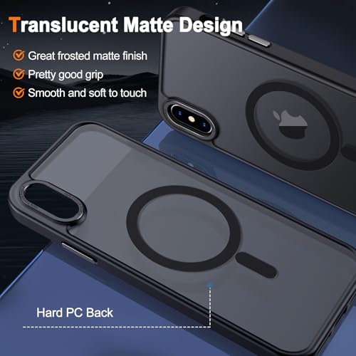 Hython Case for iPhone Xs Max Case Magnetic Translucent Matte Phone Cases 6.5" [Compatible with MagSafe] Thin Slim Fit Shockproof Bumper Hard Protective Cover for Women Men Girls, Frosted Black - Image 2