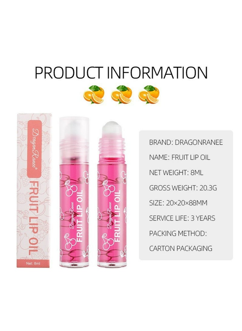Dragon Ranee 4Pcs Fruity Flavors Rolling Ball Lip Oil, Long Lasting Moisturizing Lip Balm, Roll-On Lip Gloss, Fruity Flavor Glossy Lip Make-up for All Ages, Transparent Lip Gloss - Image 5