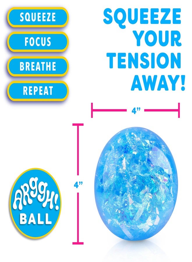 Power Your Fun Arggh Glitter Stress Ball for Adults and Kids - Medium Squishy Fidget Toy, Anti Stress Sensory Ball Squeeze Toy (Blue) - Image 4