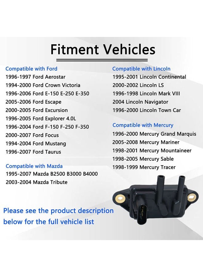 KEJSTED EGR Valve Pressure Feedback Sensor DPFE15 Compatible with 94-10 Ford Expedition Focus Escape F150 Mercury Lincoln Town Car Mazda Truck F77Z9J460AB 1L3Z9J460AA F48E9J460BA VP8T EPS4 - Image 5