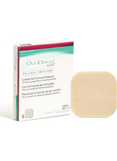 convatec Convatec DuoDERM Control Gel Formula 4"x4" Hydrocolloid Sterile Adhesive Dressing for Partial and Full-Thickness Wounds, Medical Grade, Latex-Free, Waterproof, Square, Beige, 5ct Box 