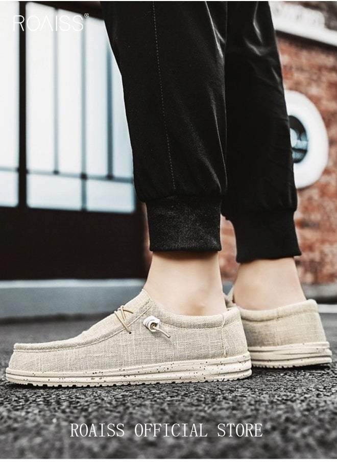 Casual Slip On Loafers for Men Thick and Soft Soled Canvas Shoes Lightweight Round Toe Sneakers Breathable Anti Slip Flats