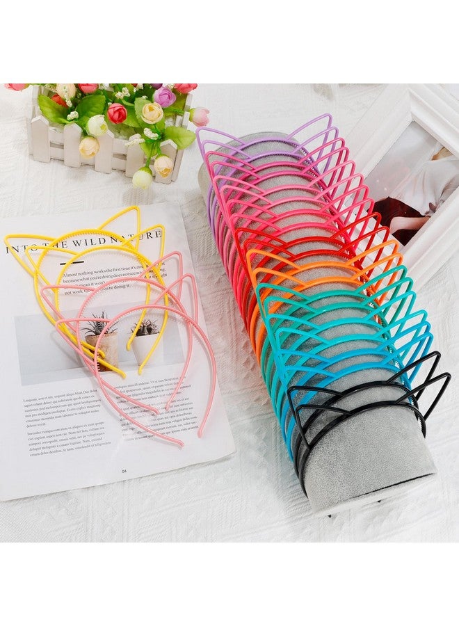 كوسايد 24 قطعة من عصابات رأس آذان القطط البلاستيكية لتزيين الحفلات عصابات رأس كيتي للفتيات هدايا حفلات غابي لوازم أعياد الميلاد للنساء إكسسوارات شعر الهالوين حلقات شعر أزياء - Image 2