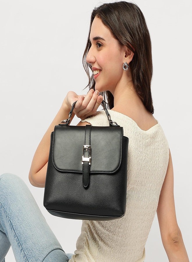 Fastrack Mini Vibe Satchel for Women| Small Faux Leather Satchel with Buckle & Button Lock | Crossbody or Top Handle Options | 3.95L Stylish Handbag for Everyday Adventures | Small Satchel Bag for Girls and Women - Image 2