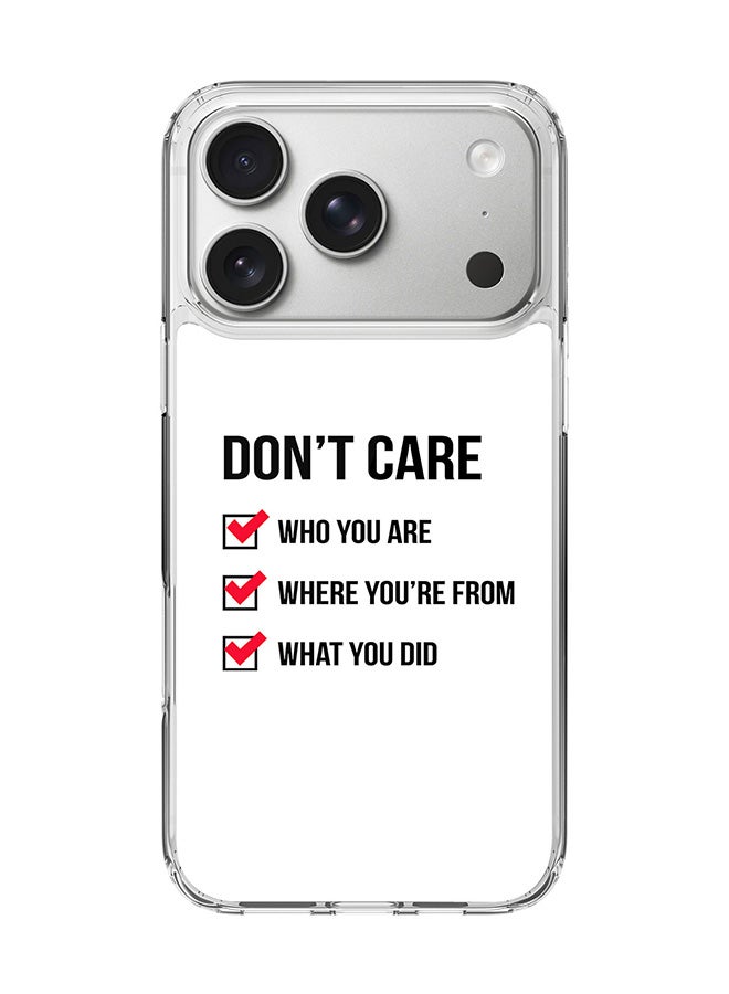 Stylizedd Classic Clear MagSafe Case for iPhone 17 Pro , Hybrid Soft Case Flexible Edges Anti Drop TPU PC Gel Thin Transparent Cover [ Designed for iPhone 17 Pro ] - Don't Care