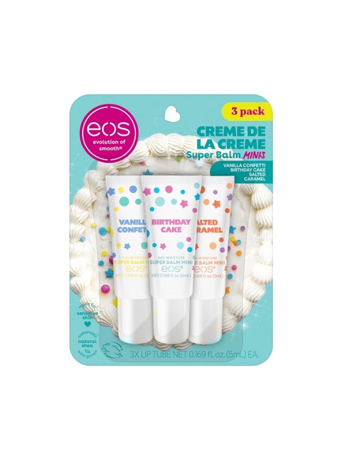eos 24H Moisture Super Balm Minis- CrÃ¨me de la CrÃ¨me, Limited-Edition Lip Mask, Lip Mask, Made for Sensitive Skin, Shea Butter, Variety Pack, 0.169 fl oz, 3-Pack - Image 1