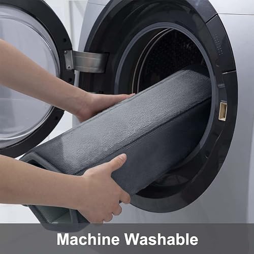 Buganda Memory Foam Bath Mat, 47" x 17", Ultra Soft and Non-Slip Bathroom Rugs, Water Absorbent and Machine Washable Bath Rug Runner for Bathroom, Shower, and Tub, Dark Grey - Image 5