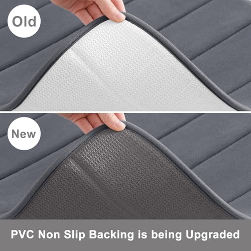 Buganda Memory Foam Bath Mat, 47" x 17", Ultra Soft and Non-Slip Bathroom Rugs, Water Absorbent and Machine Washable Bath Rug Runner for Bathroom, Shower, and Tub, Dark Grey - Image 3