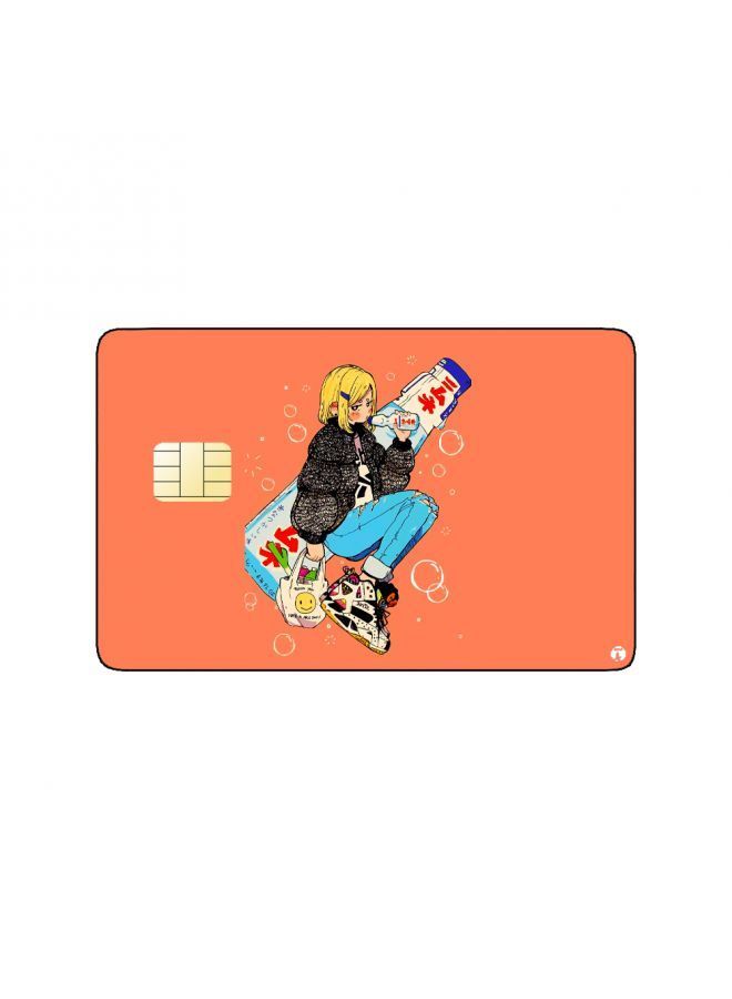 RKN PRINTED BANK CARD STICKER Cute Girl Drawing With Food - Image 1
