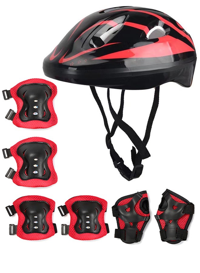 UETEEY Kids Protective Gear Adjustable Protective Helmet,Kids Helmet Knee Elbow Pads Wrist Guard Sport Protective Gear Adjustable Scooter Skateboard Roller Bike Skate Cycling Safety Set - Image 1