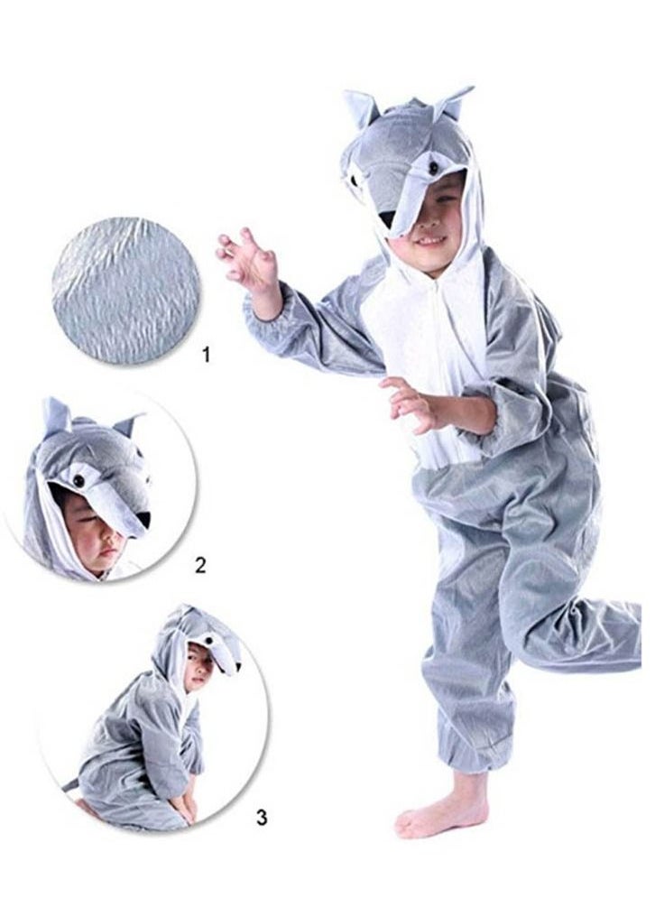 Brain Giggles Brain Giggles Wolf Animal Plush Costume Design Carnival Party Jumpsuit for Kids Boys and Girls Medium  - Image 2