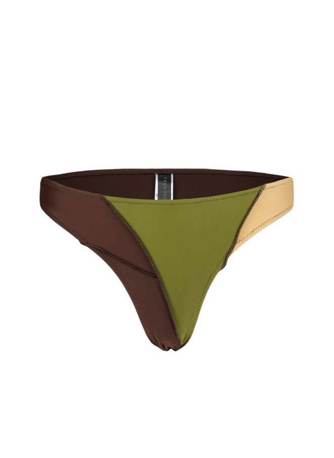 trendyol - Green-Brown Color Block Normal Leg Bikini Bottom TBESS23BA00174 - Image 1