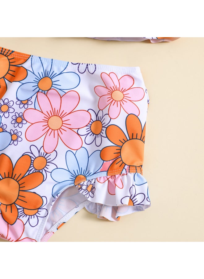 إسكدنيا بدلة سباحة مقسمة مطبوعة على شكل زهرة لطيفة للفتيات - اللون: متعدد الألوان - المقاس: 80 - Image 5