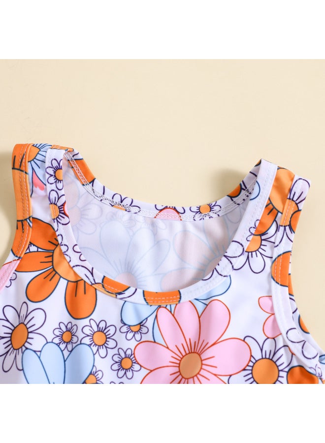 إسكدنيا بدلة سباحة مقسمة مطبوعة على شكل زهرة لطيفة للفتيات - اللون: متعدد الألوان - المقاس: 80 - Image 4