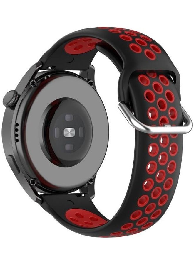 BGM Replacement Silicone Watchband For Huawei Watch 3/3 Pro Black/Red - Image 5