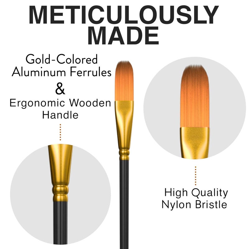 Benicci Professional Artist Paint Brush Set of 12 - Painting Brushes Kit for Kids, Adults Fabulous for Canvas, Watercolor & Fabric - for Beginners and Professionals - Great for Water, Oil or Acrylic Painting - Image 3