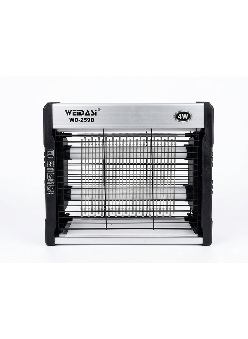 WEIDASI Electronic Bug Zapper & Mosquito Killer Lantern WD-259D - 4W High Voltage Electric Fly Inset Trap, Low Noise, Silver/Black - Image 1