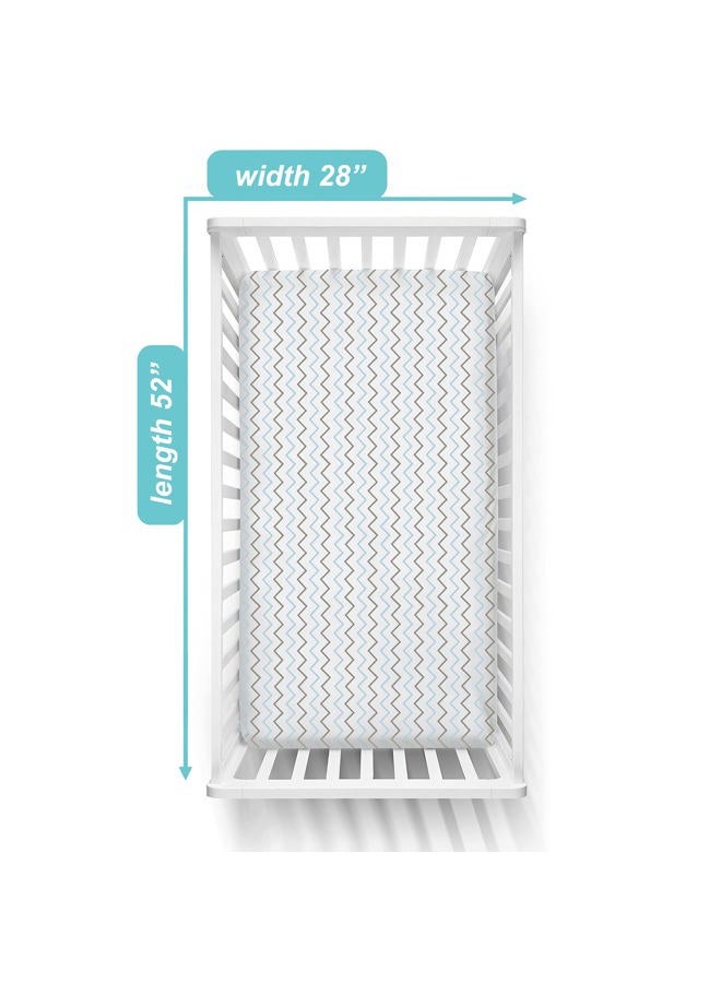 American Baby Company Fitted Crib Sheet 28" x 52", Soft Breathable Neutral 100% Cotton Jersey Sheet, Blue Zigzag, for Boys and Girls, Fits Crib and Toddler Bed mattresses  - Image 3