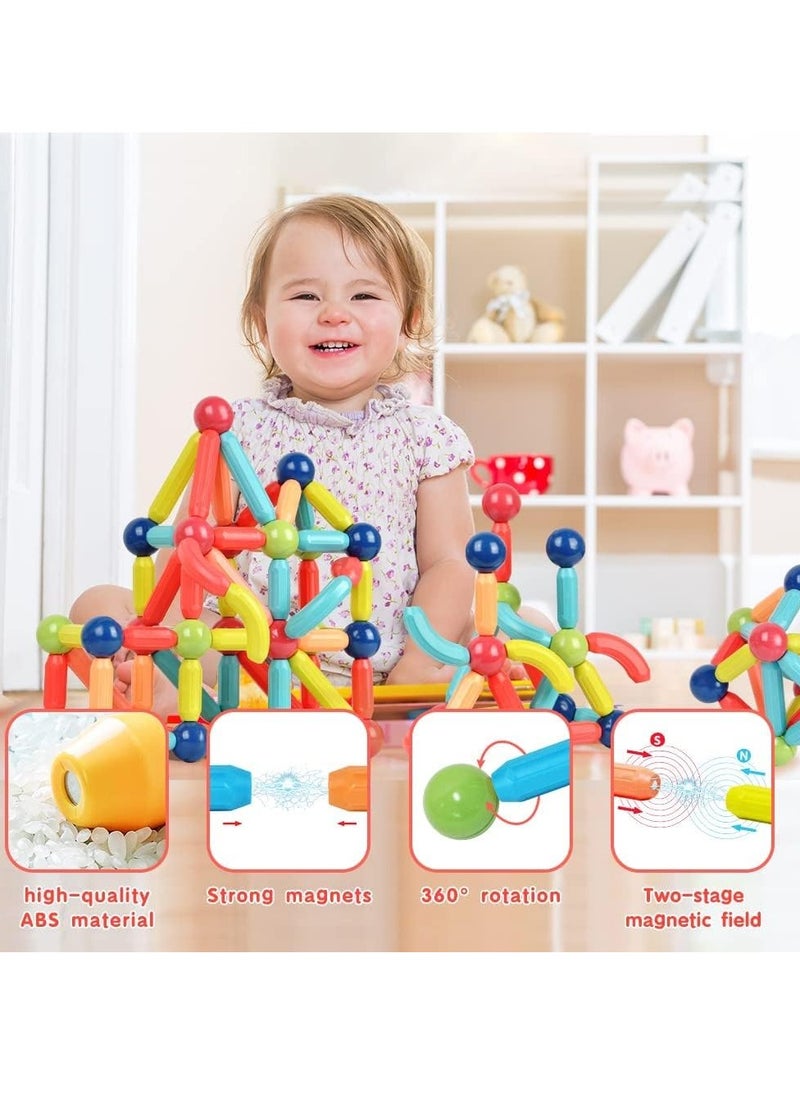84 Pcs Magnetic Building Sticks Blocks Toys, Magnet Educational Toys Magnetic Blocks Sticks Stacking Toys  - Image 2