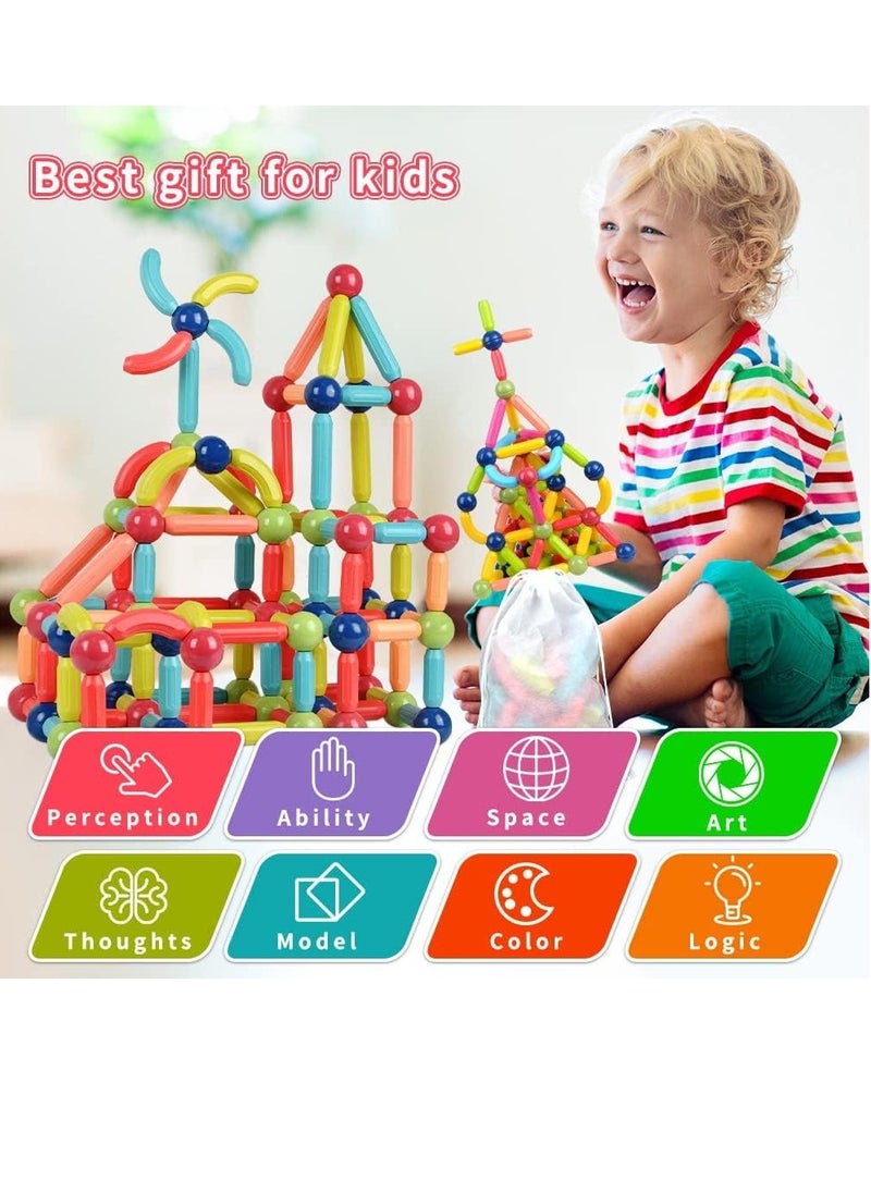 84 Pcs Magnetic Building Sticks Blocks Toys, Magnet Educational Toys Magnetic Blocks Sticks Stacking Toys  - Image 3
