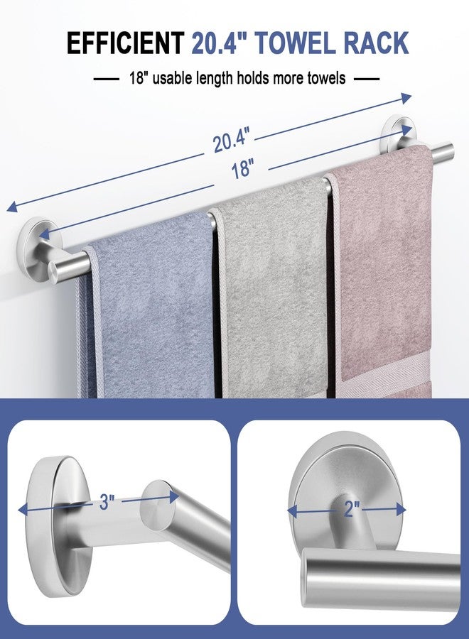 SCILIVE Brushed Nickel Towel Bar, 18 Inch Towel Racks for Bathroom Wall Mounted, SUS304 Stainless Steel Bathroom Towel Holder, Total Length 20.4 Inch Towel Bars - Image 4