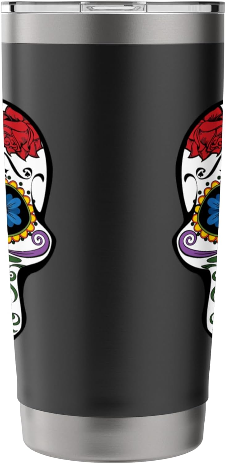 Halloween Skull and Roses Halloween Stainless Steel Insulated Tumbler - Image 4